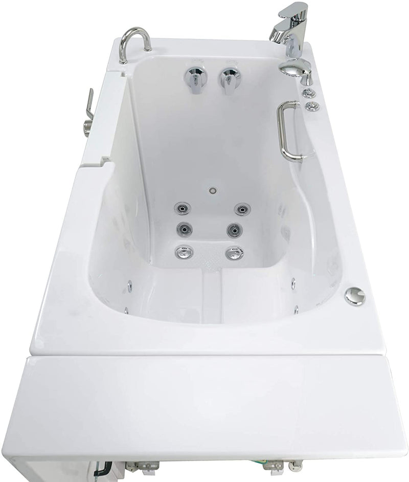 Ellas Bubbles Capri 30"x52" Acrylic Hydro Massage Walk-In Bathtub with Left Outward Swing Door, 2 Piece Fast Fill Faucet, 2" Dual Drain, White 3