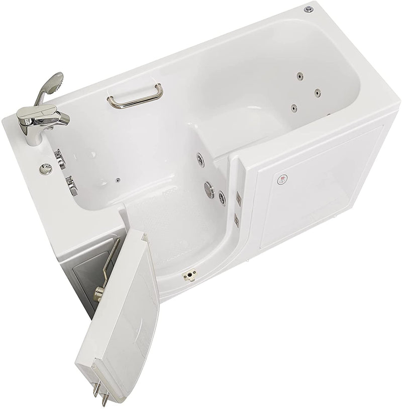 Ella's Bubbles OA2660HH-L Lounger Hydro Massage Acrylic Walk-In Bathtub with Heated Seat, Left Outward Swing Door, Thermostatic Faucet, Dual 2" Drains, 27" x 60" x 43", White 6