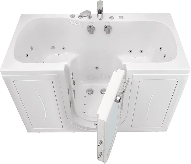 Ella's Bubbles O2SA3260DM-HB-R Tub4Two Air and Hydro, Microbubble Acrylic Massage Walk-in Tub with Right Outward Swing Door, Ella 5pc. Fast-Fill Faucet, Dual 2" Drains, 32" x 60" x 42", White
