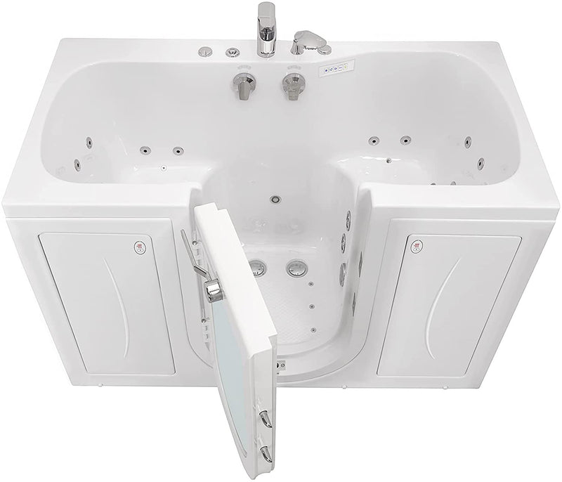 Ella's Bubbles O2SA3260HH-HB-R Tub4Two Hydro Massage Acrylic Walk-In Tub with Heated Seat, Right Outward Swing Door, Ella 5pc. Fast-Fill Faucet, Dual 2" Drains, 32" x 60" x 42", White