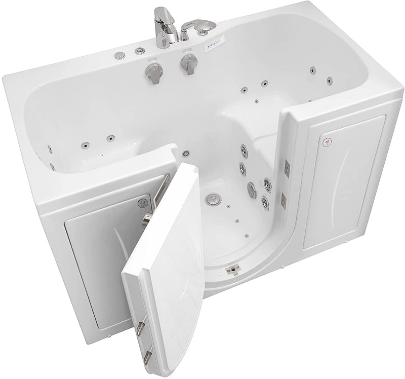 Ella's Bubbles O2SA3260HH-HB-R Tub4Two Hydro Massage Acrylic Walk-In Tub with Heated Seat, Right Outward Swing Door, Ella 5pc. Fast-Fill Faucet, Dual 2" Drains, 32" x 60" x 42", White 5