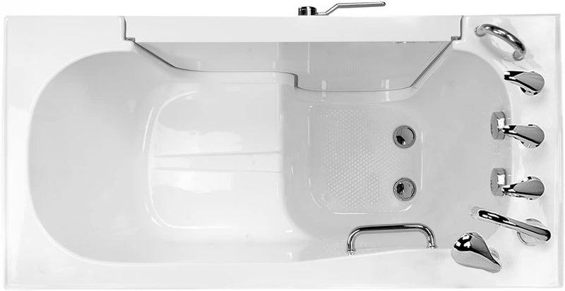 Ella's Bubbles OLA3060-L-HB Transfer 60 Soaking Walk-In Bathtub with Left Outward Swing Door, Ella 5pc. Fast-Fill Faucet, Dual 2" Drains, White 3