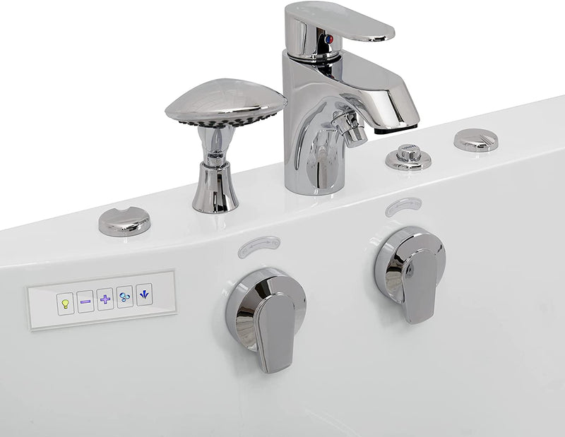 Ella's Bubbles O2SA3260DM-HB-R Tub4Two Air and Hydro, Microbubble Acrylic Massage Walk-in Tub with Right Outward Swing Door, Ella 5pc. Fast-Fill Faucet, Dual 2" Drains, 32" x 60" x 42", White 6