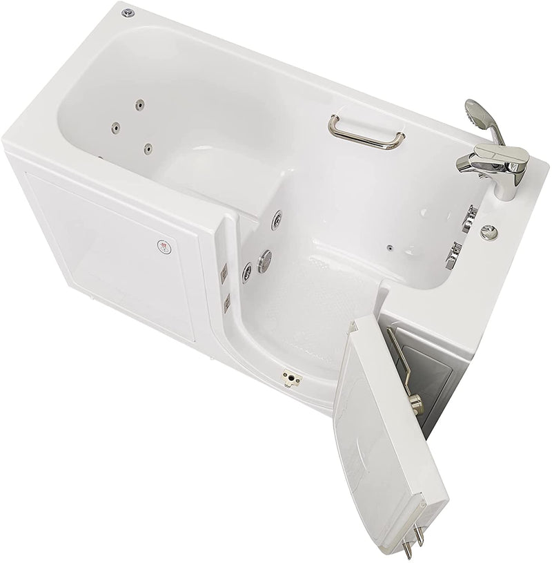 Ella's Bubbles OA2660HH-R Lounger Hydro Massage Acrylic Walk-In Bathtub with Heated Seat, Right Outward Swing Door, Thermostatic Faucet, Dual 2" Drains, 27" x 60" x 43", White 7