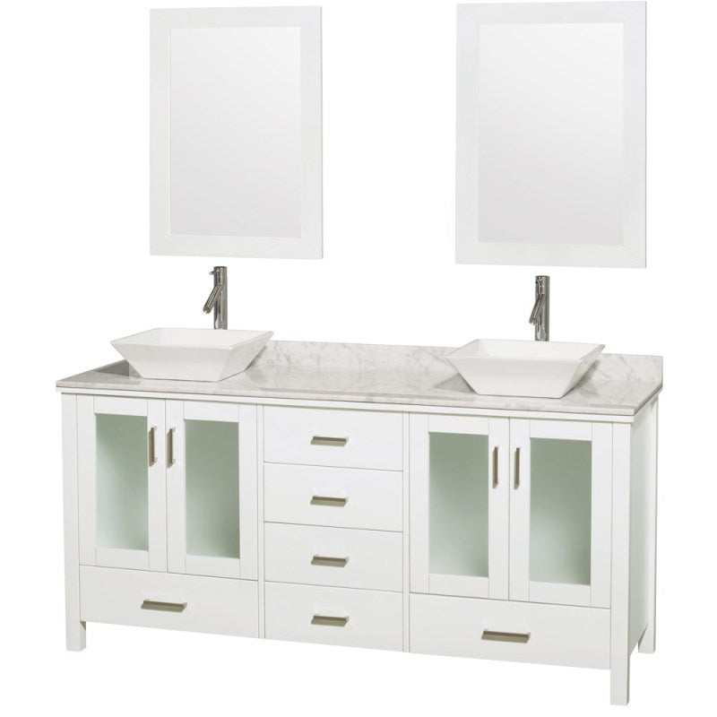 Wyndham Collection Lucy 72" Double Bathroom Vanity Set with Vessel Sinks - White WC-MS015-72-WHT-OVER 5