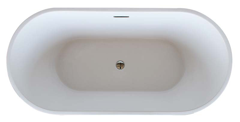 Venzi Vida Collection 32 x 67 Oval Acrylic Freestanding Bathtub with Center Drain By Atlantis 2