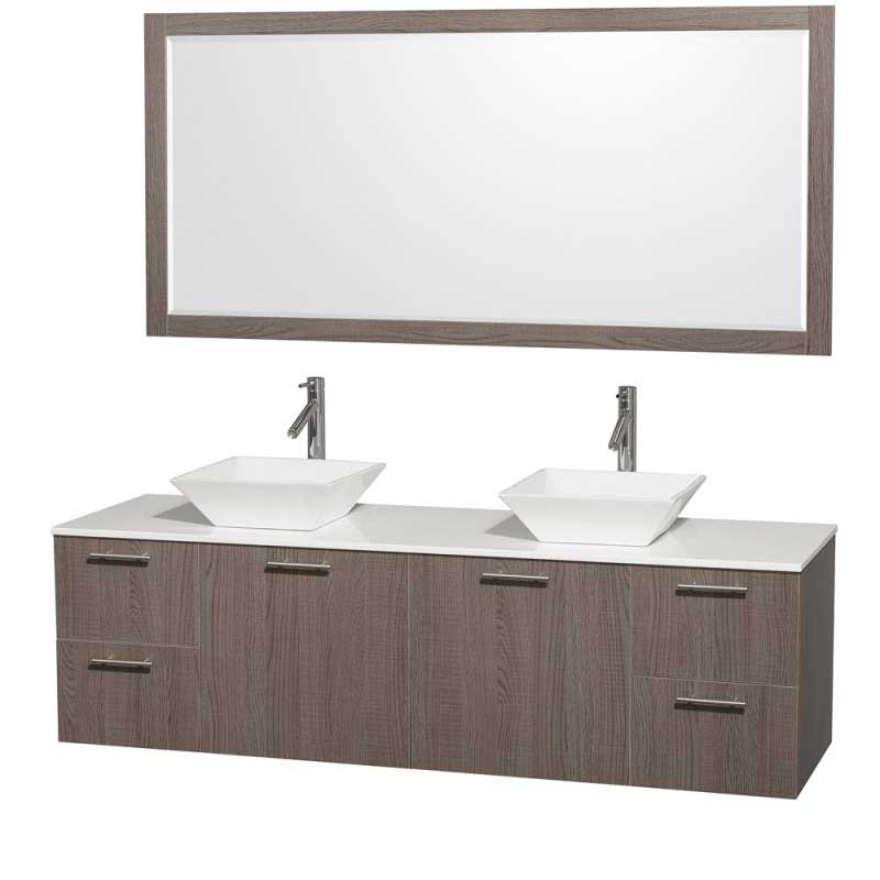 Wyndham Collection Amare 72" Wall-Mounted Double Bathroom Vanity Set with Vessel Sinks - Gray Oak WC-R4100-72-GROAK-DBL 7