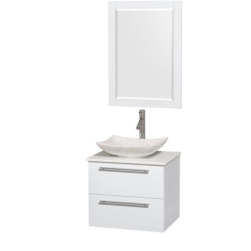 Wyndham Collection Amare 24" Wall-Mounted Bathroom Vanity Set with Vessel Sink - Glossy White WC-R4100-24-WHT 5