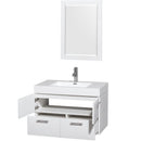 Wyndham Collection Amare 36" Single Bathroom Vanity in Glossy White, Acrylic Resin Countertop, Integrated Sink, and 24" Mirror WCR410036SGWARINTM24 2