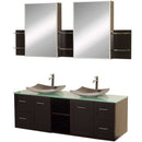 Wyndham Collection Avara 60" Wall-Mounted Double Bathroom Vanity Set - Espresso WC-WHE007-SH-60-ESP