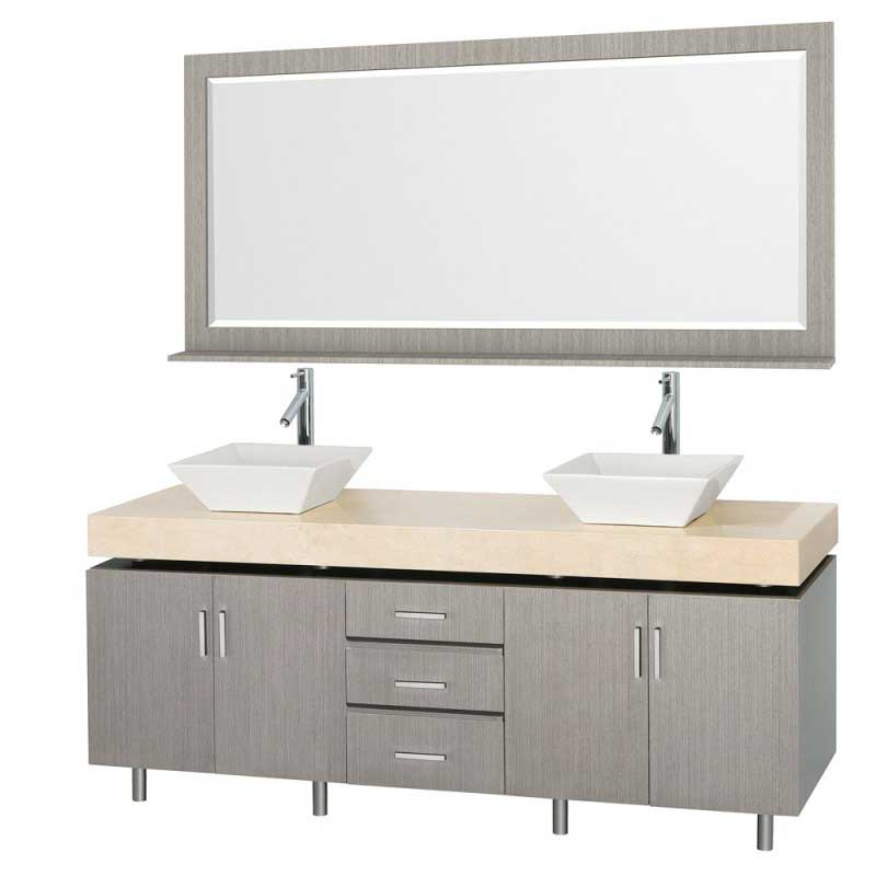 Wyndham Collection Malibu 72" Double Bathroom Vanity Set - Gray Oak Finish with Ivory Marble Counter and Handles WC-CG3000H-72-GROAK-IVO 4