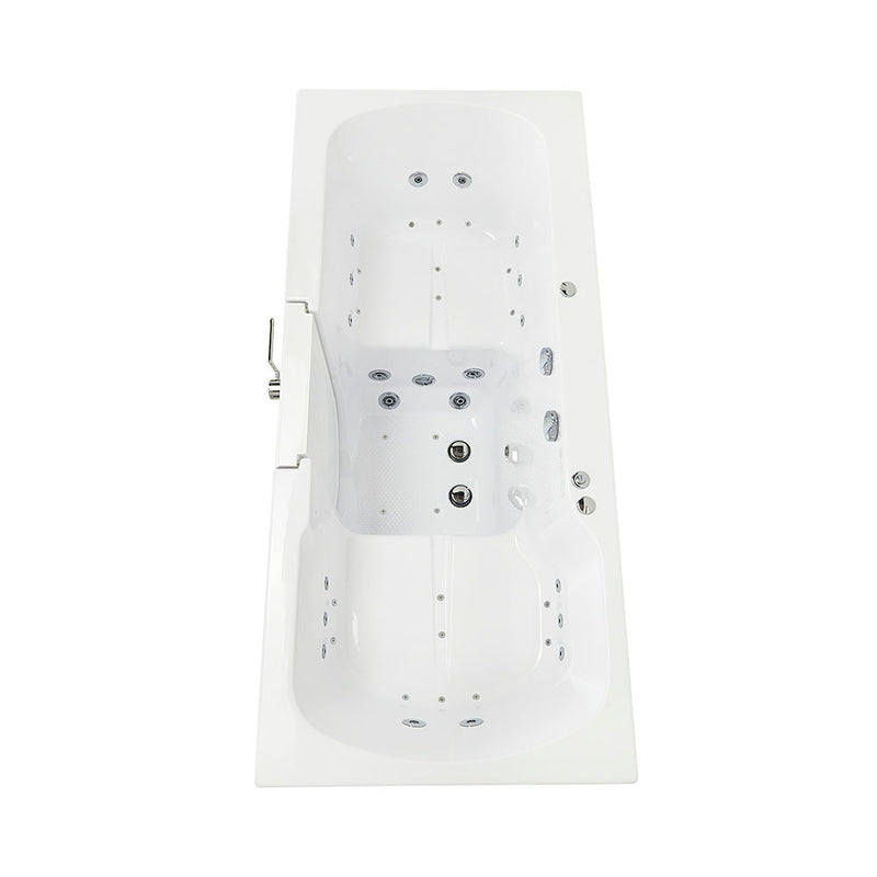 Ella Big4Two 36"x80" Hydro + Air Massage w/ Independent Foot Massage Acrylic Two Seat Walk-In-Bathtub, Left Outswing Door, No Faucet, 2" Dual Drain 7