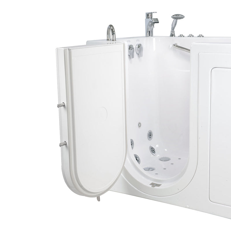 Ella Capri 30"x52" Acrylic Air and Hydro Massage and Heated Seat Walk-In Bathtub with Left Outward Swing Door, 2 Piece Fast Fill Faucet, 2" Dual Drain 6