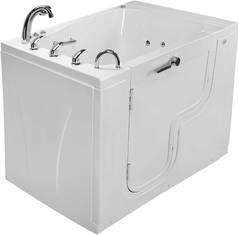 Transfer 36x55 Acrylic Hydro Massage, Microbubble and Heated Seat Walk-In Bathtub with Left Outward Swing Door, 5 Piece Fast Fill Faucet, 2" Dual Drain