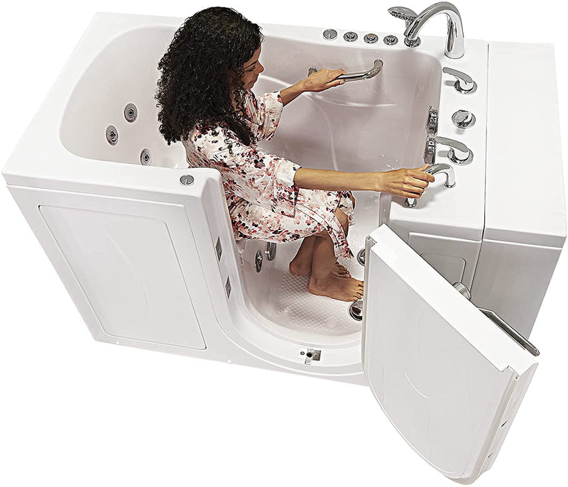 Ella's Bubbles OA3052DH-HB-R-D Capri Air and Hydro Massage Acrylic Walk-in Bathtub, Outward Swing Door, Thermostatic Faucet, Digital Control, Heated Seat, Dual 2" Drains, 30"x52", White 3