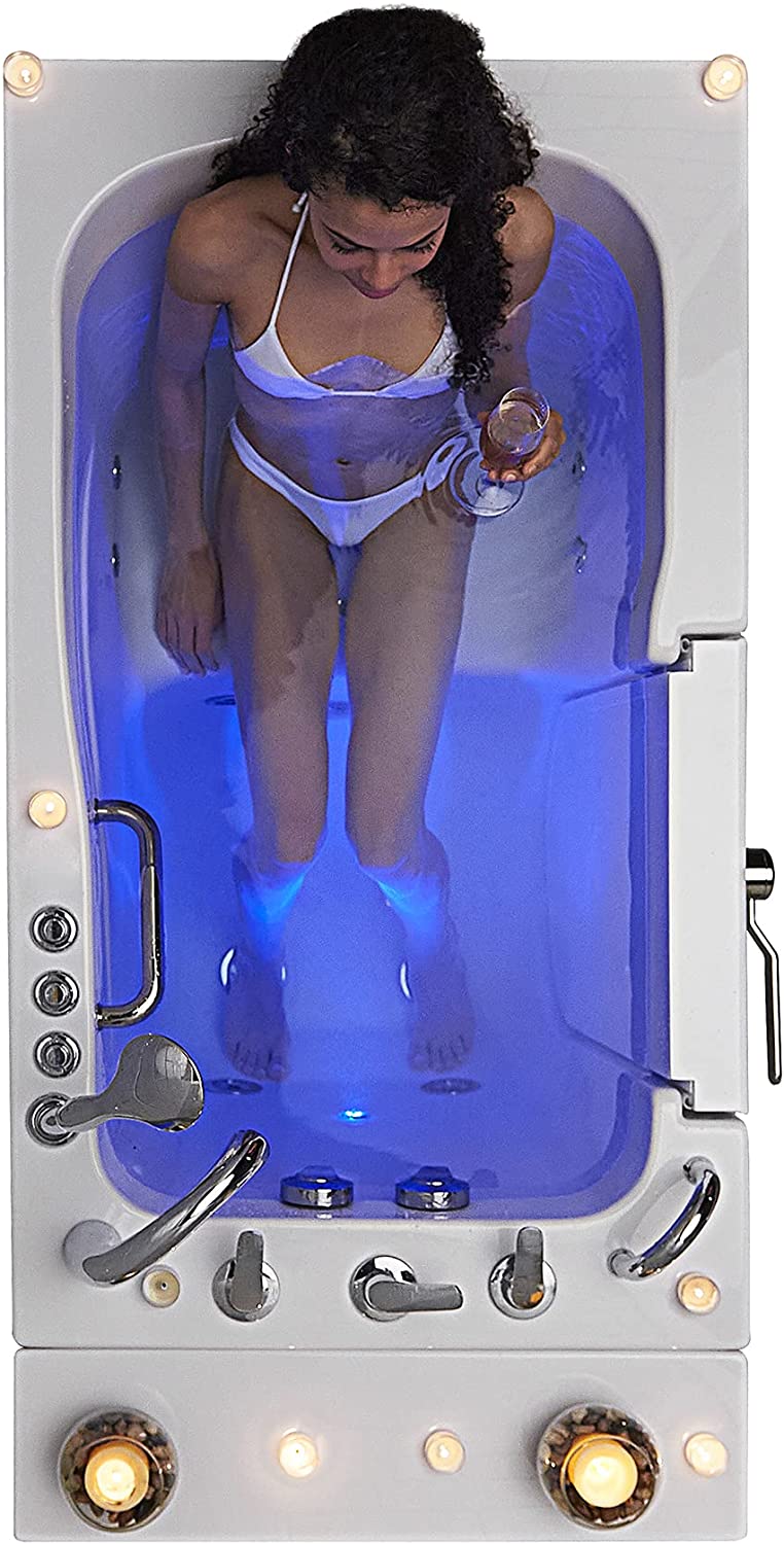 Ella's OA3052DH-L-D Capri Air and Hydro Massage Acrylic Walk-in Bathtub, Outward Swing Door, Thermostatic Faucet, Digital Control, Heated Seat, Left 2" Drain, 30"x 52", White 9