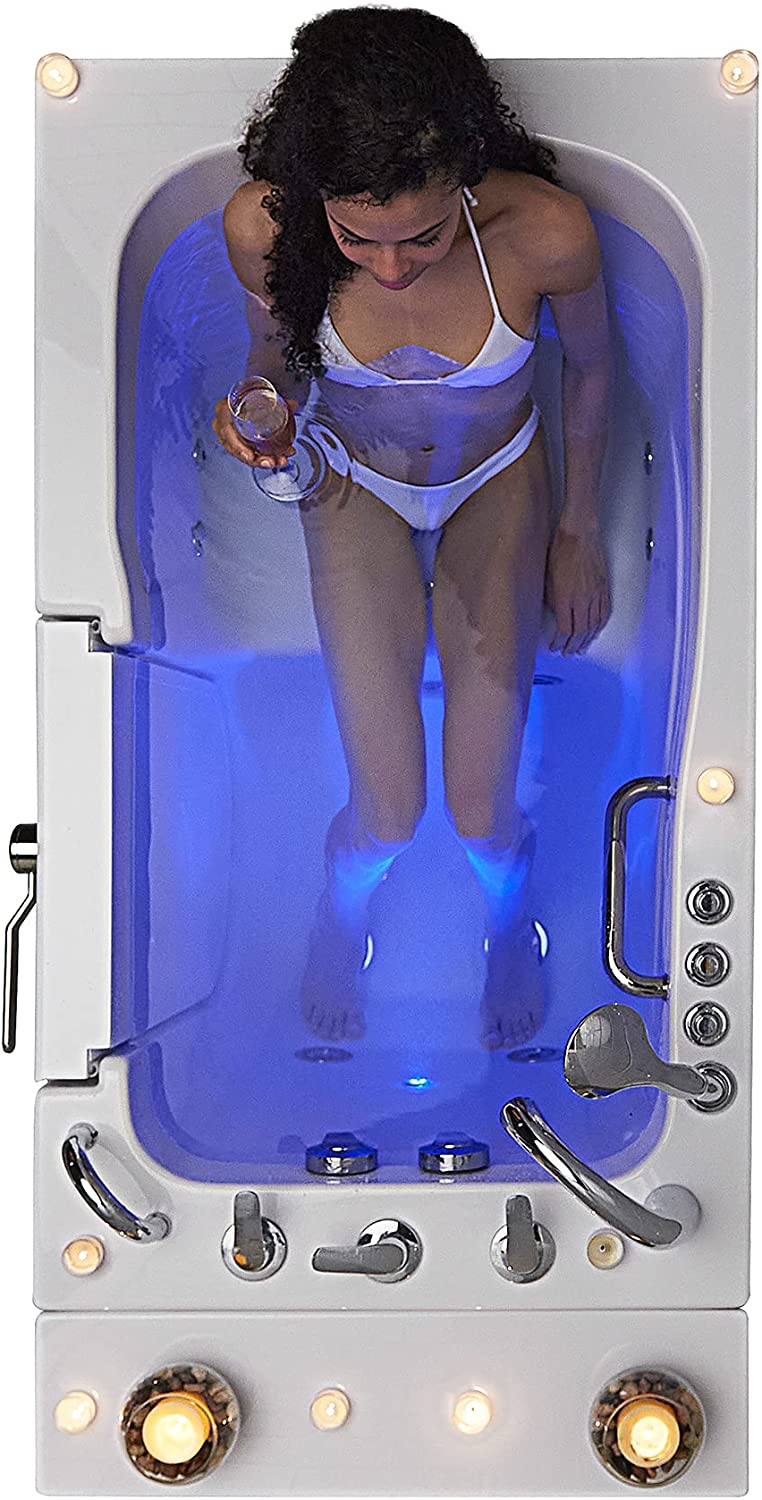 Ella's Bubbles OA3052DH-HB-R-D Capri Air and Hydro Massage Acrylic Walk-in Bathtub, Outward Swing Door, Thermostatic Faucet, Digital Control, Heated Seat, Dual 2" Drains, 30"x52", White 9