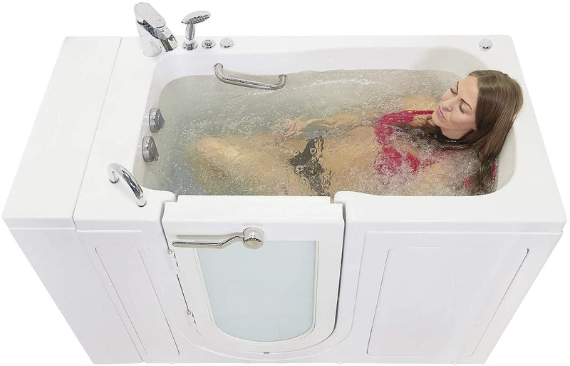 Ellas Bubbles Capri 30"x52" Acrylic Hydro Massage Walk-In Bathtub with Left Outward Swing Door, 2 Piece Fast Fill Faucet, 2" Dual Drain, White