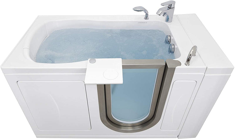 Petite Acrylic Hydro+Microbubble Massage Walk-In Tub, Inward Swing Door, Fast Fill Faucet, Right 2" Dual Drain