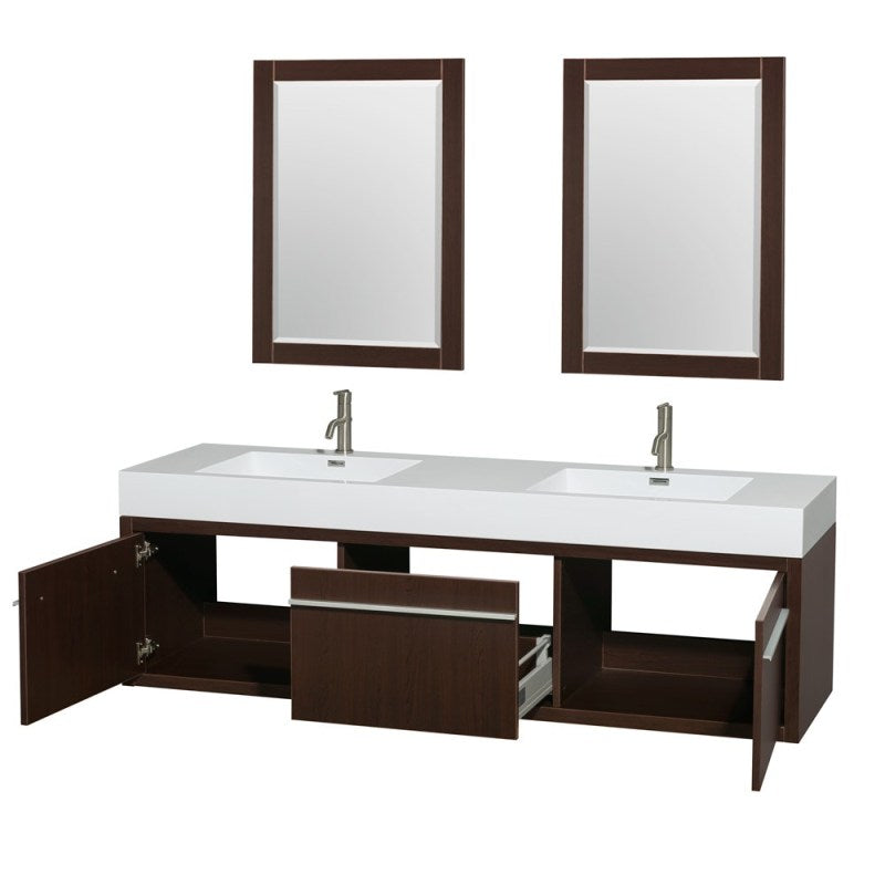 Wyndham Collection Axa 72" Wall-Mounted Bathroom Vanity Set With Integrated Sinks - Espresso WC-R4300-72-VAN-ESP 4