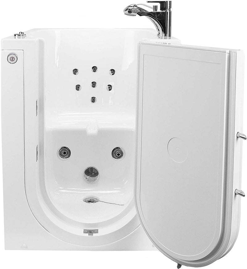 Ella Front Entry 32" x 40" Acrylic Walk-in Bathtub, Right Hinge Door, Heated Seat, Fast Fill Faucet, 2" Drain (Hydrotherapy)