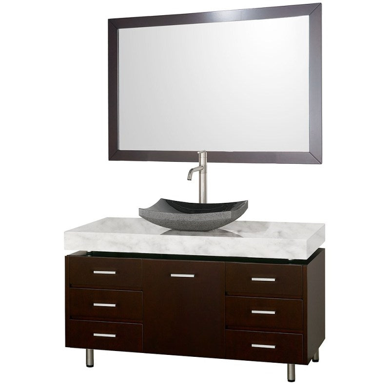 Wyndham Collection Malibu 48" Bathroom Vanity Set - Espresso Finish with White Carrera Marble Counter and Handles WC-CG3000H-48-ESP-WHTCAR