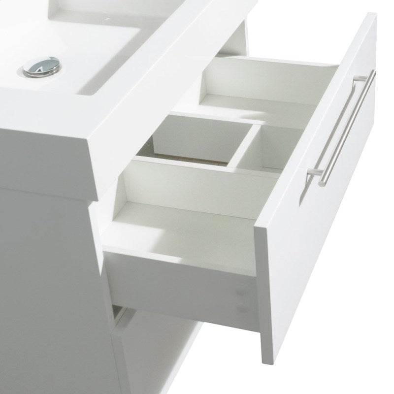 Wyndham Collection Amare 30" Single Bathroom Vanity in Glossy White, Acrylic Resin Countertop, Integrated Sink, and 24" Mirror WCR410030SGWARINTM24 4