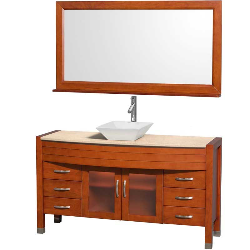 Wyndham Collection Daytona 60" Bathroom Vanity with Vessel Sink and Mirror - Cherry WC-A-W2109-60-T-CH