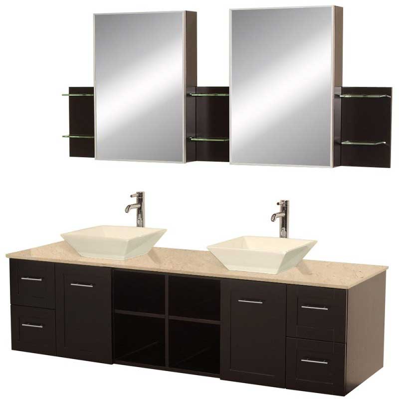 Wyndham Collection Avara 72" Wall-Mounted Double Bathroom Vanity Set - Espresso WC-WHE007-SH-72-ESP 5