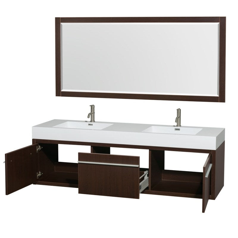 Wyndham Collection Axa 72" Wall-Mounted Bathroom Vanity Set With Integrated Sinks - Espresso WC-R4300-72-VAN-ESP 3