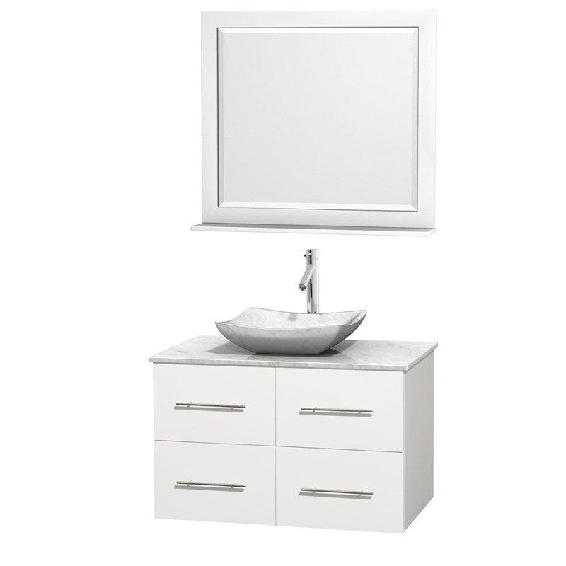 Wyndham Collection Centra 36" Single Bathroom Vanity Set for Vessel Sink - Matte White WC-WHE009-36-SGL-VAN-WHT 5