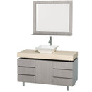 Wyndham Collection Malibu 48" Bathroom Vanity Set - Gray Oak Finish with Ivory Marble Counter WC-CG3000-48-GROAK-IVO 5