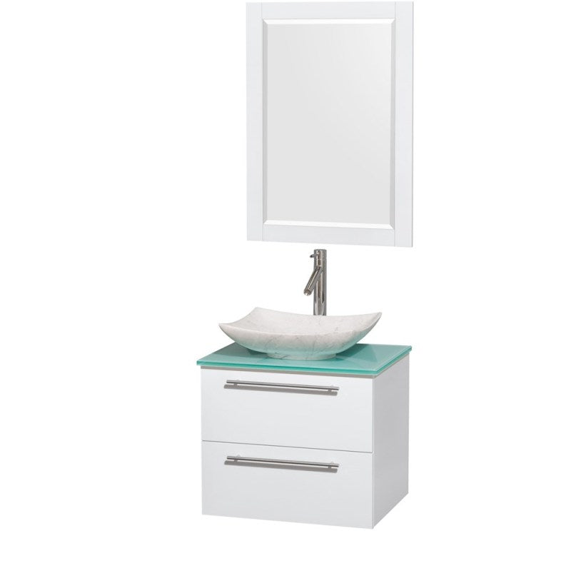 Wyndham Collection Amare 24" Wall-Mounted Bathroom Vanity Set with Vessel Sink - Glossy White WC-R4100-24-WHT 3