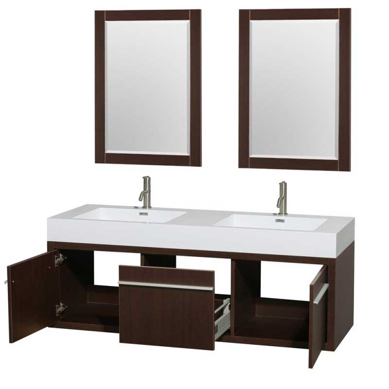 Wyndham Collection Axa 60" Wall-Mounted Double Bathroom Vanity Set With Integrated Sinks - Espresso WC-R4300-60-VAN-ESP 4