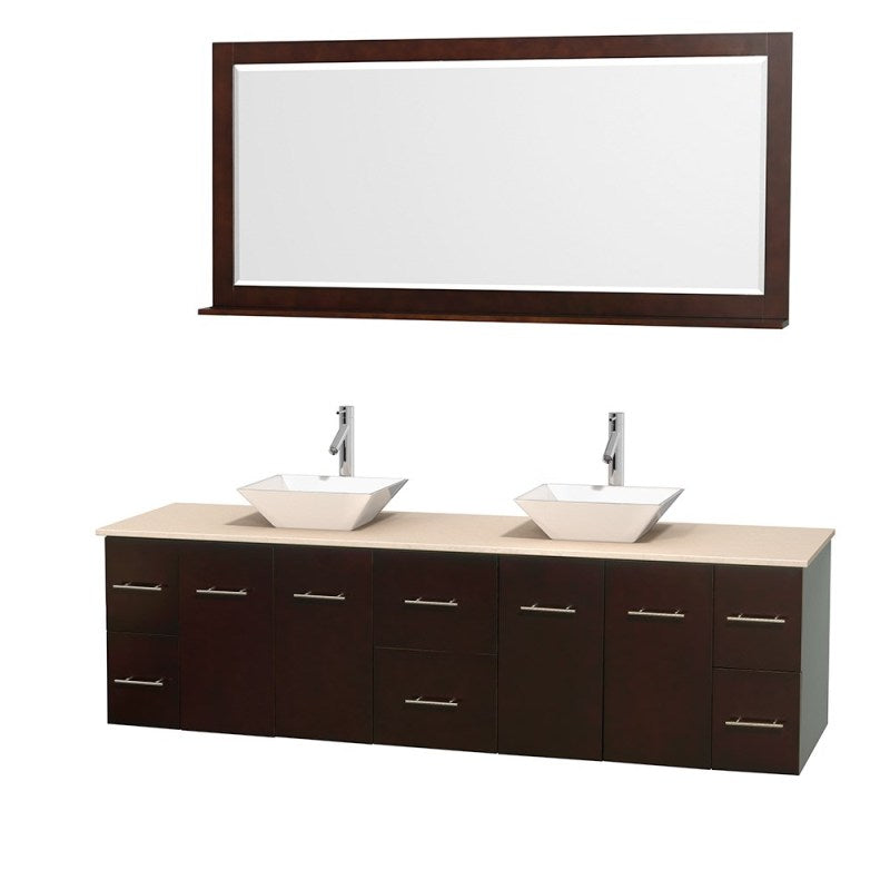 Wyndham Collection Centra 80" Double Bathroom Vanity Set for Vessel Sinks - Espresso WC-WHE009-80-DBL-VAN-ESP