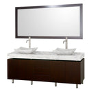 Wyndham Collection Malibu 72" Double Bathroom Vanity Set - Espresso Finish with White Carrera Marble Counter WC-CG3000-72-ESP-WHTCAR 4