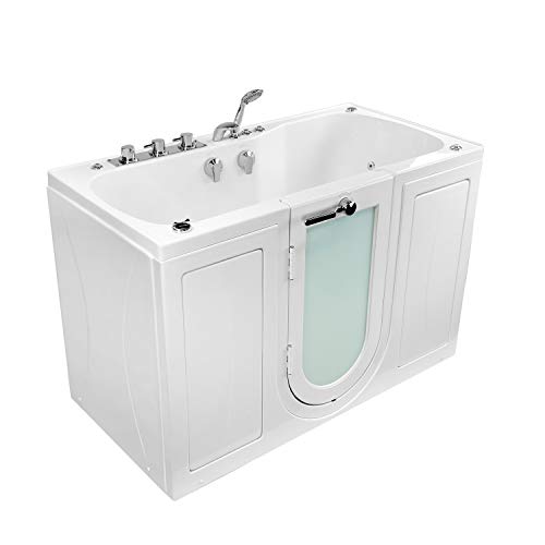 Ella's Bubbles O2SA3260DM-L Tub4Two 32"x 60" Air and Hydro Massage, Microbubble Acrylic Walk-in Tub with Left Outward Swing Door, Thermostatic Faucet, Dual 2" Drains, 32" x 60" x 42", White