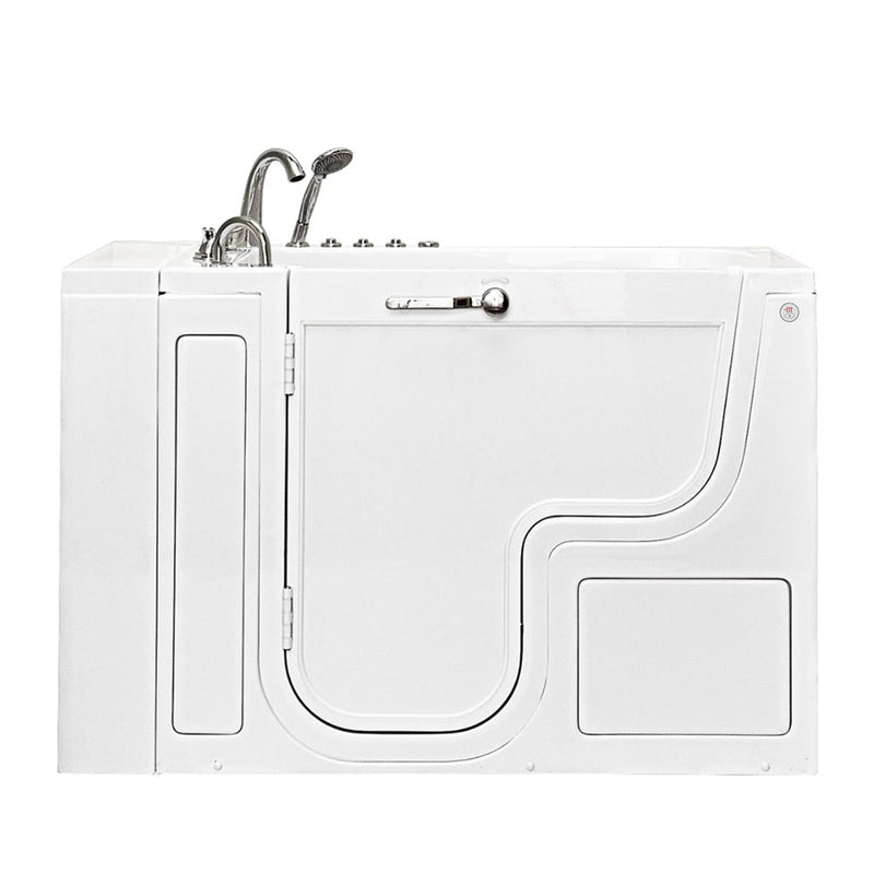 Ella Wheelchair Transfer 30"x52" Acrylic Air and Hydro Massage and Heated Seat Walk-In Bathtub with Left Outward Swing Door, 5 Piece Fast Fill Faucet, 2" Dual Drain 8