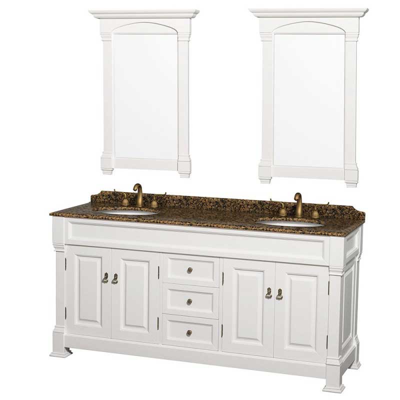 Wyndham Collection Andover 72" Traditional Bathroom Double Vanity Set - White WC-TD72-WHT 3
