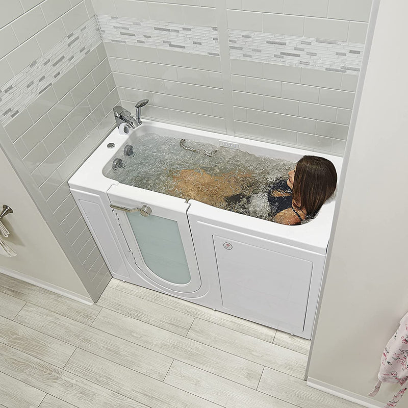 Ella's Bubbles OA2660DH-L Lounger Air and Hydro Massage Acrylic Walk-in Bathtub with Heated Seat, Left Outward Swing Door, Thermostatic Faucet, Dual 2" Drains, 27" x 60" x 43", White 8