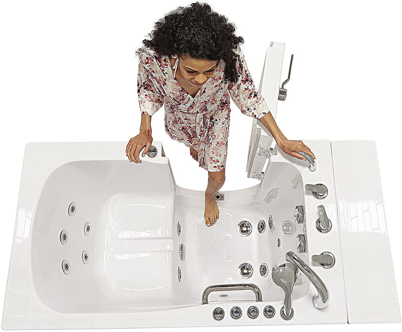Ella's OA3052DH-L-D Capri Air and Hydro Massage Acrylic Walk-in Bathtub, Outward Swing Door, Thermostatic Faucet, Digital Control, Heated Seat, Left 2" Drain, 30"x 52", White 2