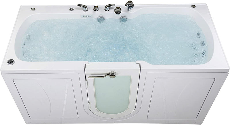Ella's Bubbles O2SA3680TMFH Big4Two Triple Massage and MicroBubble Outward Swing Door Walk-in Bathtub with Heated, Ella 5pc. Fast-Fill Faucet Set, Two Seats, Center Dual 2" drains, 36"x 80", White 12