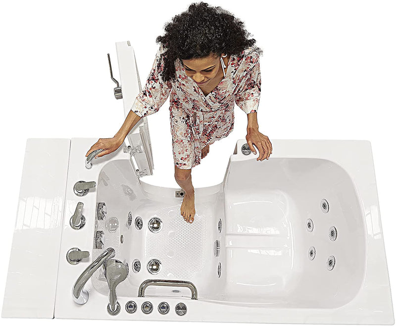 Ella's Bubbles OA3052DH-HB-R-D Capri Air and Hydro Massage Acrylic Walk-in Bathtub, Outward Swing Door, Thermostatic Faucet, Digital Control, Heated Seat, Dual 2" Drains, 30"x52", White 2