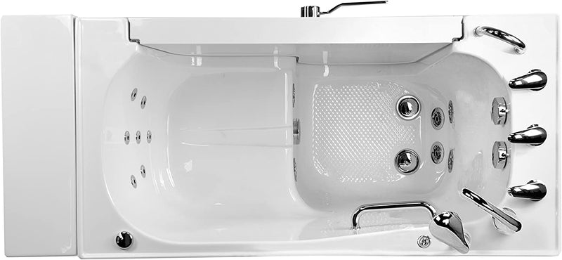 Ella's Bubbles OLA2652H-L-hHB Transfer26 26"x 52" Hydro Massage Acrylic Walk-In Bathtub with Heated Seat, Left Outward Swing Door, Ella 5pc. Fast-Fill Faucet, Dual 2" Drains, White 4