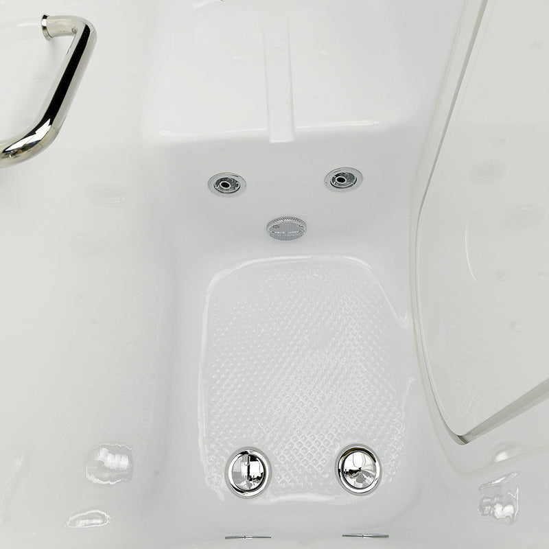Ella's Bubbles OA2660H-L-HB Lounger Hydro Massage Walk-In Bathtub with Left Outward Swing Door, Ella 5pc. Fast-Fill Faucet, Dual 2" Drains, 27" x 60" x 43", White 3