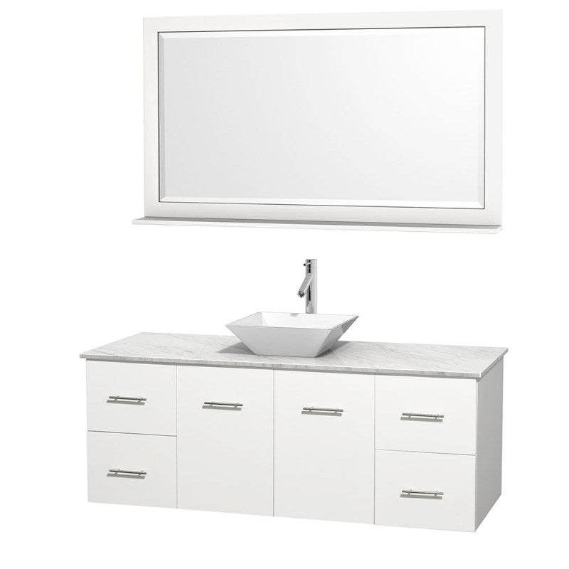 Wyndham Collection Centra 60" Single Bathroom Vanity Set for Vessel Sink - Matte White WC-WHE009-60-SGL-VAN-WHT