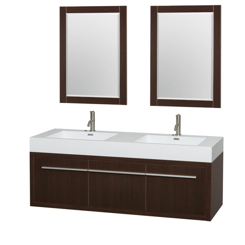 Wyndham Collection Axa 60" Wall-Mounted Double Bathroom Vanity Set With Integrated Sinks - Espresso WC-R4300-60-VAN-ESP 2