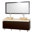 Wyndham Collection Malibu 72" Double Bathroom Vanity Set - Espresso Finish with Ivory Marble Counter WC-CG3000-72-ESP-IVO