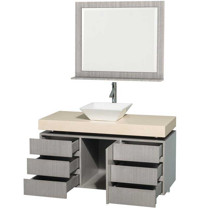Wyndham Collection Malibu 48" Bathroom Vanity Set - Gray Oak Finish with Ivory Marble Counter WC-CG3000-48-GROAK-IVO 6