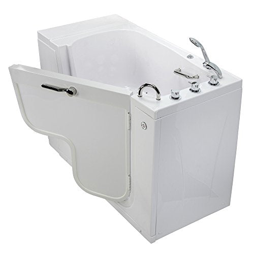 Ella's Bubbles OLA3052A-R-h Ella Transfer 30"x 52" Air Massage Wheelchair Accessible Acrylic Walk-In Tub with Heated Seat, Thermostatic Faucet, Dual 2" Drains, 29" x 52" x 42", White